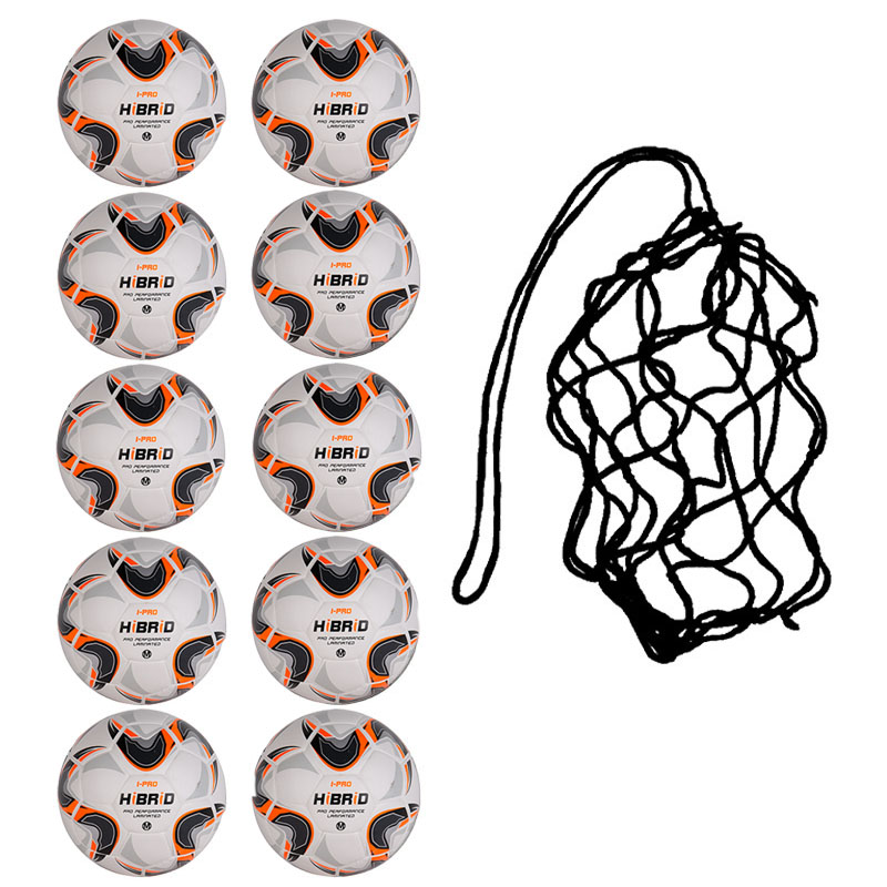 Net of 10 iPro Hibrid Match Quality Footballs